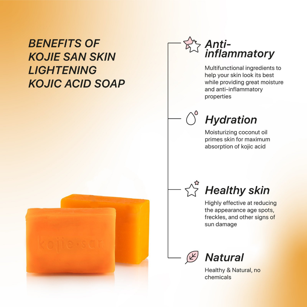 Kojie San Skin Lightening Kojic Acid 3pcs Soap Set 65gx3 - Image 3